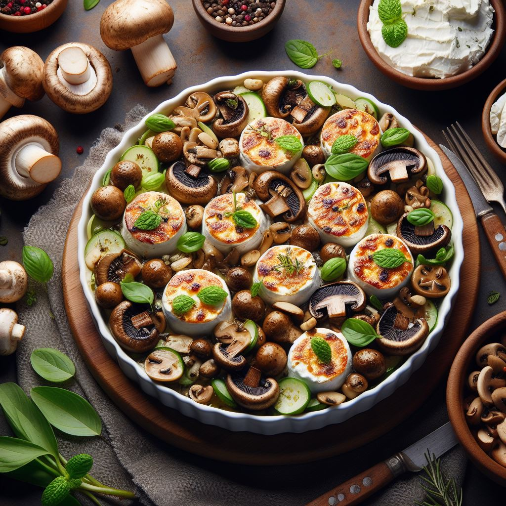 Wild Mushrooms with Baked Goat Cheese